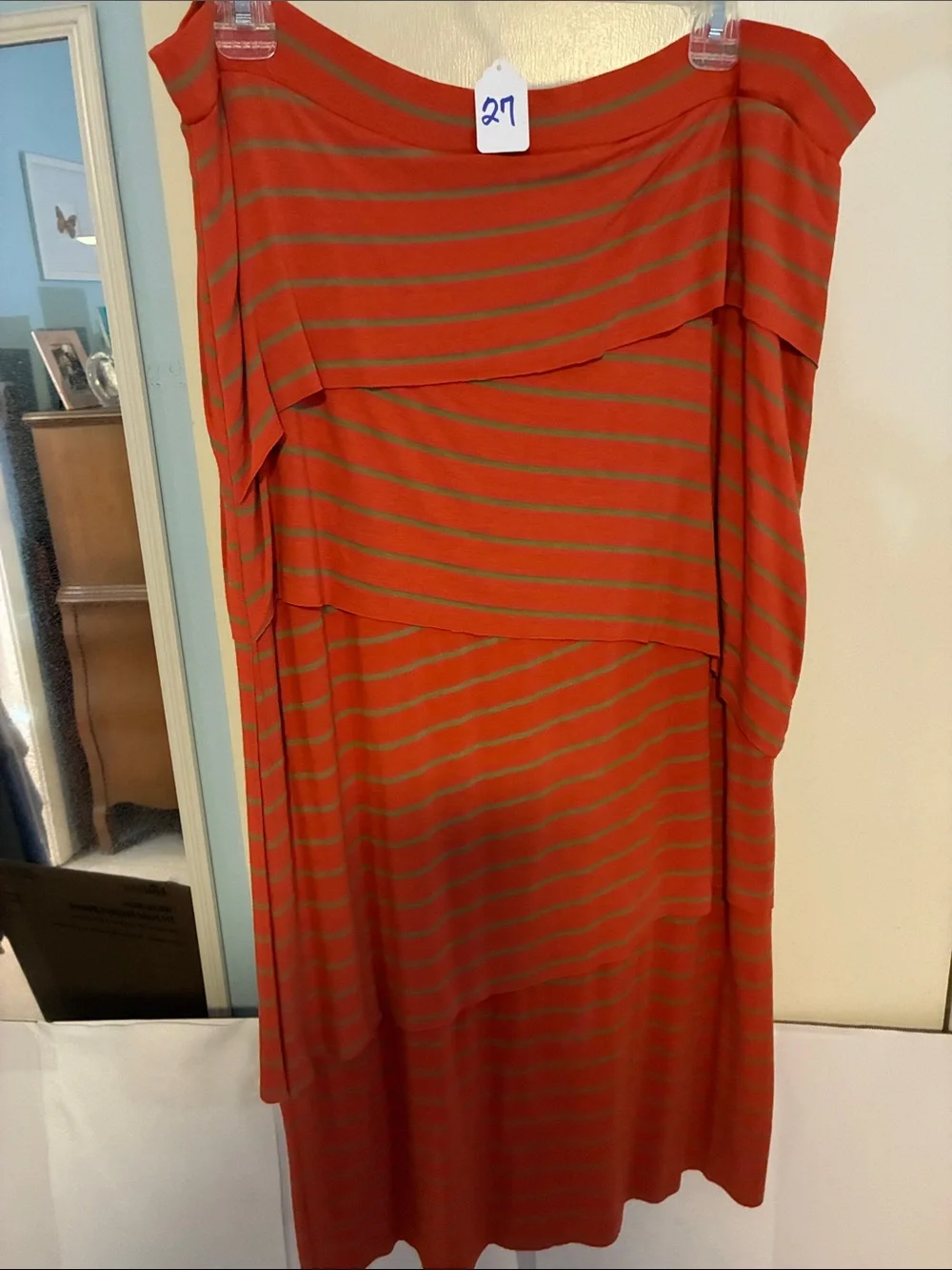 Striped Orange & Gold Maxi Skirt with Layered Tiers